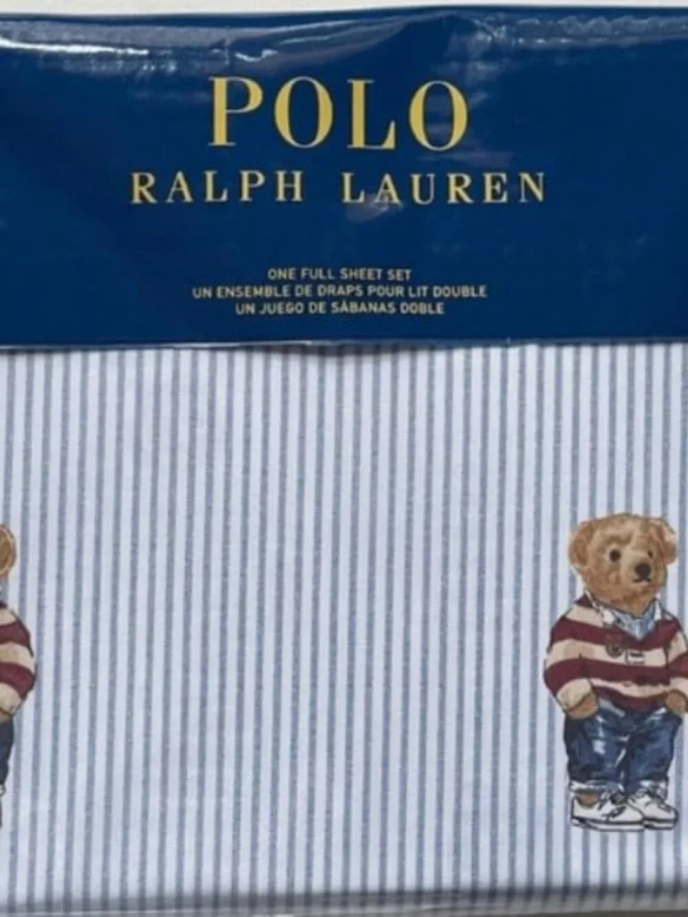 Ralph Lauren Polo Bear Rugby Stripe King Sheet Set